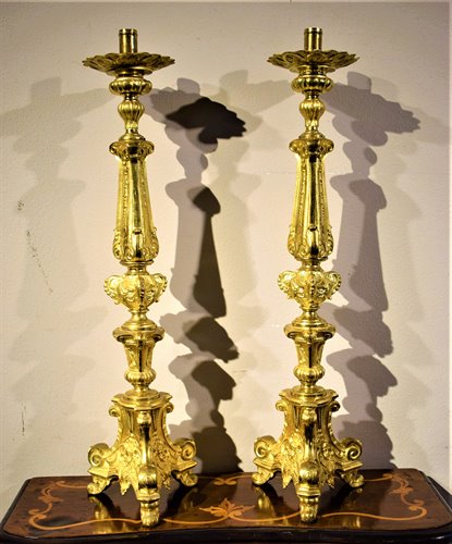 Coppia Candelabri  Luigi XV in bronzo dorato